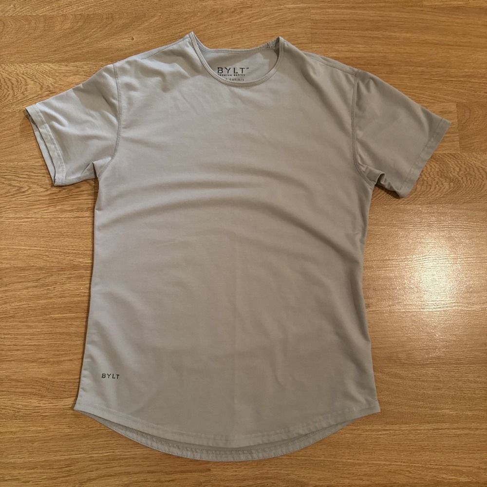 BYLT Premium Basics Drop Cut Shirt Men's Gray Medium Performance Gym Stretch